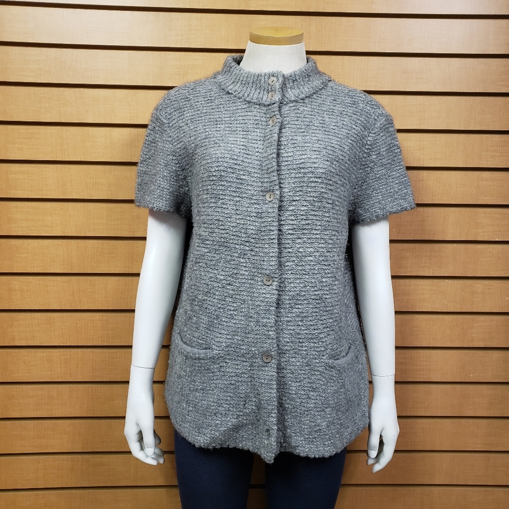 Eileen Fisher Charcoal Button-Up Cardigan